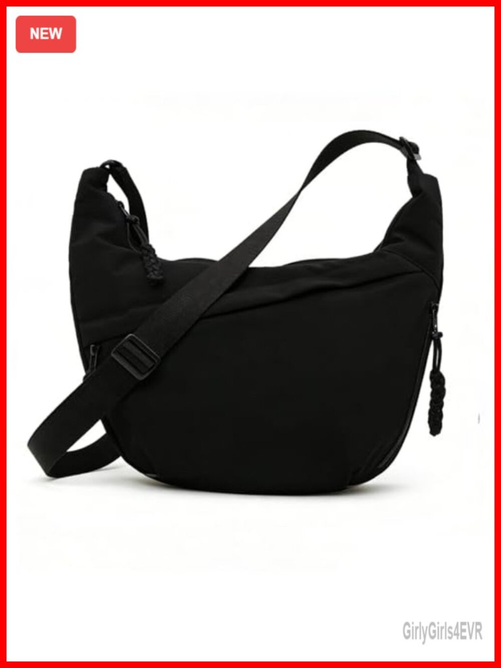 Crescent Crossbody Bag for Women, Large Capacity Nylon Half Moon Shoulder Bag